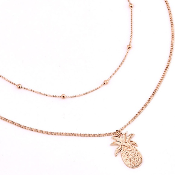 GOLD PINEAPPLE LAYERED NECKLACE - Picture 2 of 3